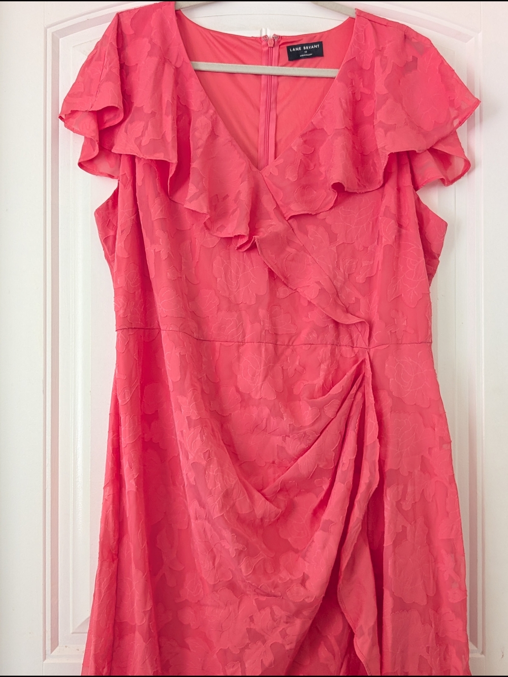 Lane Bryant Coral Pink High-Low Ruffle Dress - Picture 4 of 13